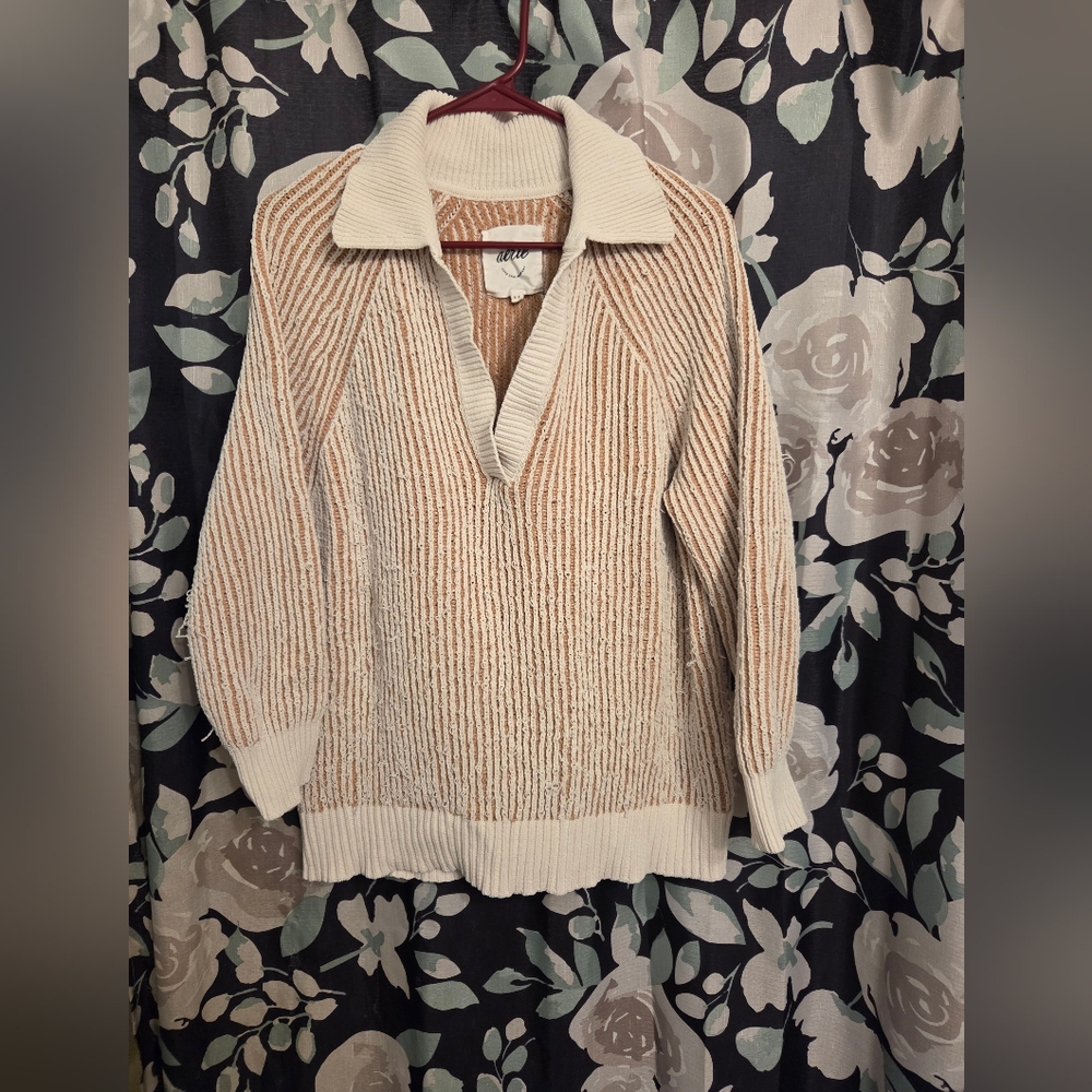 Aerie Spread Collar Textured Sweater